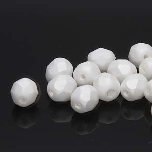Preciosa Czech Fire Polished FPR04-70400M White Pearl MT, 4 mm - 38 or 40 Beads