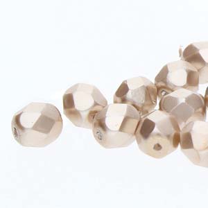 Czech Fire Polish FPR0470416 Pearls Champagne Faceted Glass Beads, 4 mm - 40 Beads