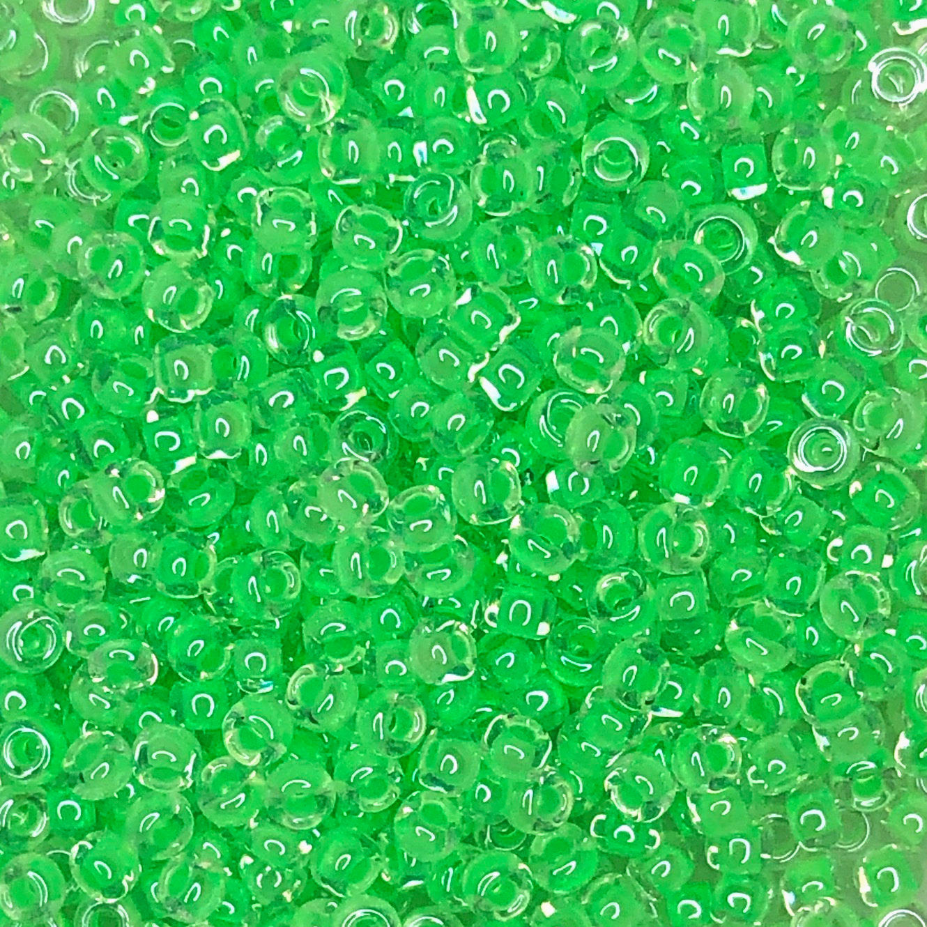 Miyuki 11-1120 11/0 Luminous Mint Green Lined Transparent Crystal Seed Beads - 5 or 10 gm