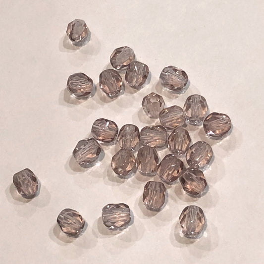 Czech Fire Polished Light Amethyst Faceted Round Glass Beads, 4 mm - 25 Beads