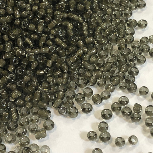 11/0 Light Gray Lined Transparent Gray Seed Beads, 5 gm