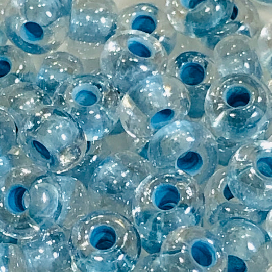 6/0 Light Blue Lined Crystal Luster Seed Beads, 4 or 5 gm