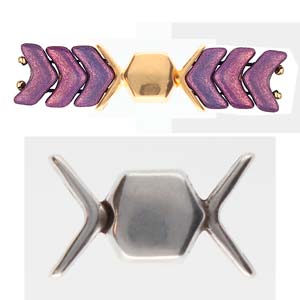 Fermoir magnétique Cymbal™ Vorino II Chevron, 18,6 x 11 mm - Plaqué or 24 carats ou plaqué argent antique - 1 pièce