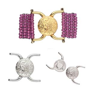 Fermoir magnétique Cymbal™ Souda II 11/0, 15,85 x 17,8 mm - Plaqué or 24 carats, plaqué or rose, plaqué laiton antique ou plaqué argent antique - 1 fermoir