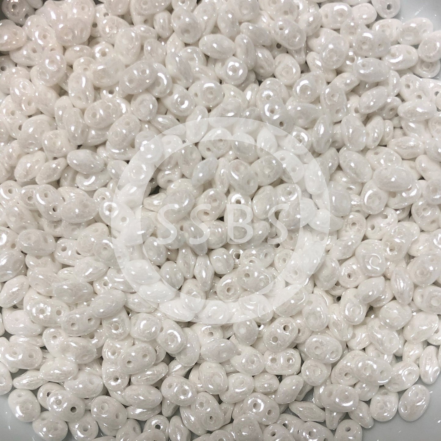 Matubo Superduo 2.5 x 5 mm 00030-14400 White Luster Glass Beads - 5 or 10 gm