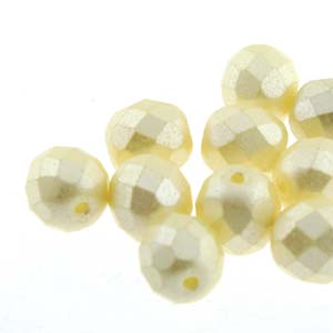 Czech Fire Polish 6-FPR0425039 Perles de verre à facettes crème pastel, 4 mm - 38 perles