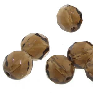 Czech Fire Polish 6-FPR061022 Perles de verre à facettes topaze fumée, 6 mm, 25 perles