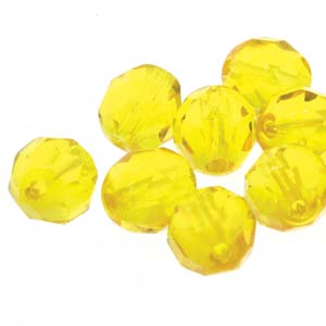 Czech Fire Polish 6-FPR048002 Yellow / Amber Faceted Glass Beads, 4 mm - 38 Beads