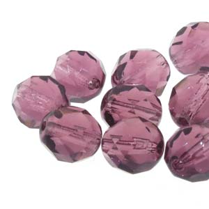 Czech Fire Polish 6-FPR042005 Medium Amethyst Faceted Glass Beads, 4 mm, 38 Beads