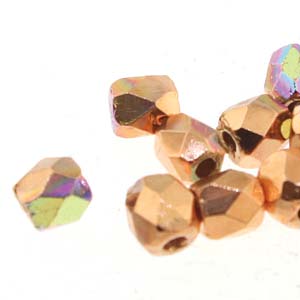 Czech Fire Polish 6-FPR0400030-CPAB Copper Plate AB Faceted Glass Beads, 4 mm, 40 Beads