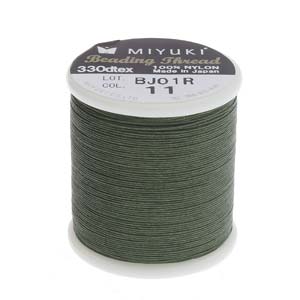 Fil de nylon pour perles Miyuki - Vert MBT-11, 330dtex - 55 yards