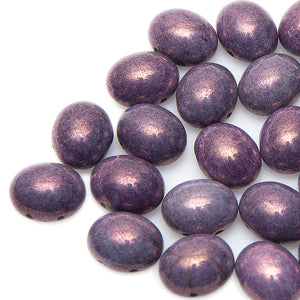 Perles de bonbons ovales tchèques 10 x 12 mm 02010-15726 Violet Vega, 2 trous -15 perles