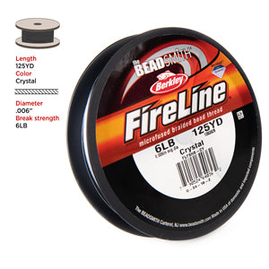 Berkley Fireline 6 lb. Crystal, 125 Yards Microfused Braided Bead Thread / Fishing Line
