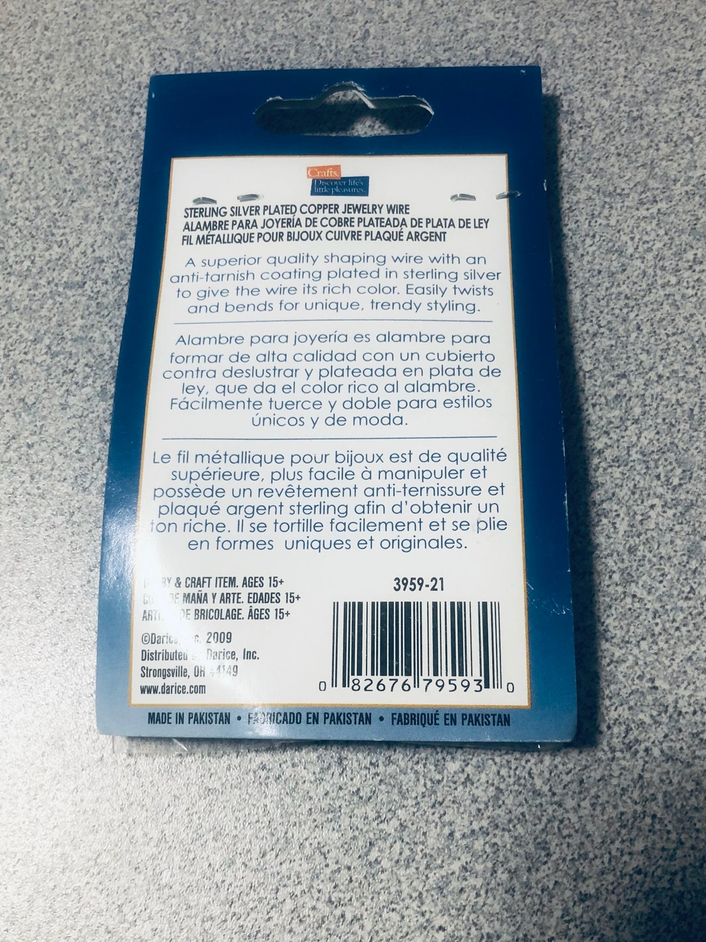 Darice 3959-21 « Fil de cuivre » rond plaqué argent sterling de calibre 18, revêtement anti-ternissement, 6 mètres