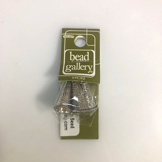 Bead Gallery 8 mm Silver Plated Metal Banded Bead Cone, 23.70 mm long - 4 Cones