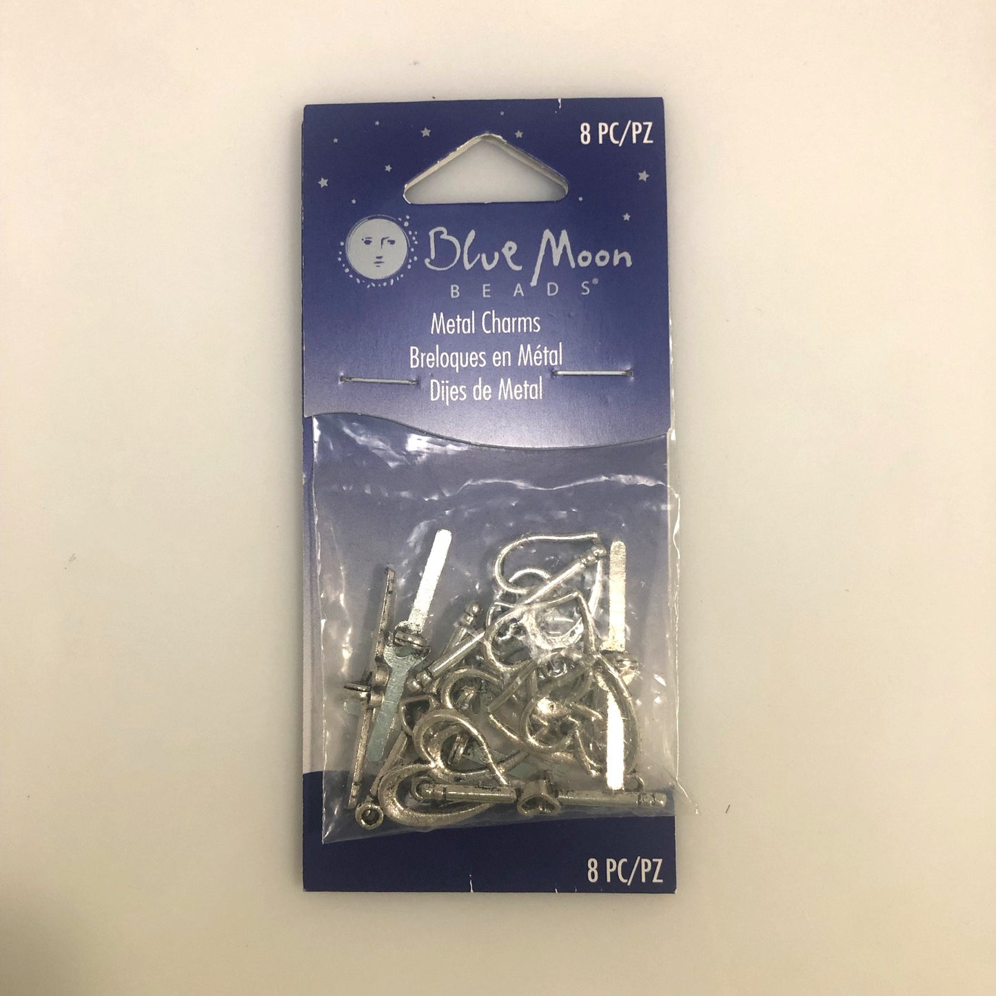 Modré Moon Beads Starožitné stříbrné kovové srdíčko v lásce, 18 x 28 mm - 8 spon