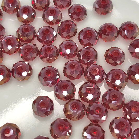 Korálky Czech Ruby Red AB Crystal Rondelle, 6 x 4 mm - 25 nebo 50 korálků