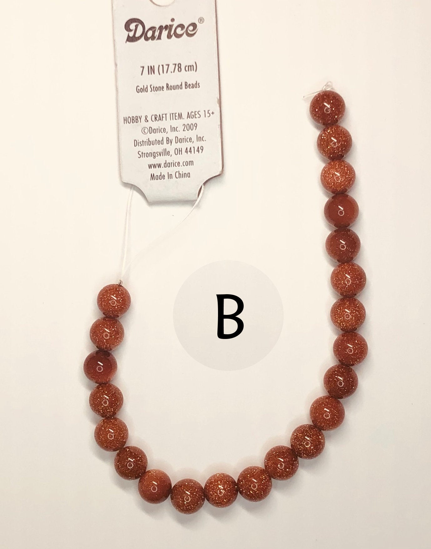 Darice Goldstone Perles rondes semi-précieuses, 8 mm - 22 perles - Fil A, B ou C