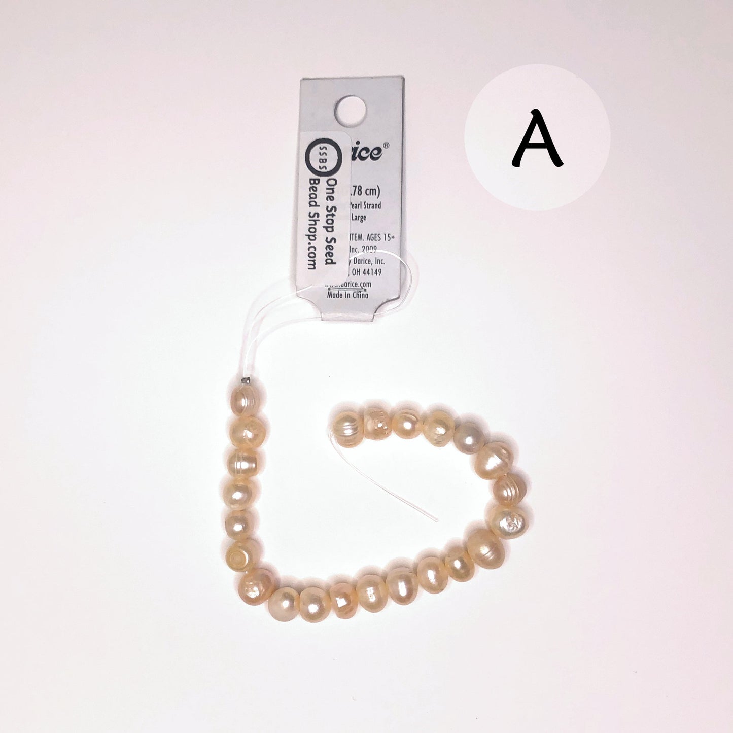 Darice Freshwater Cultura světle růžový velký perlový pramen, přibližně 8 mm - 23 perel