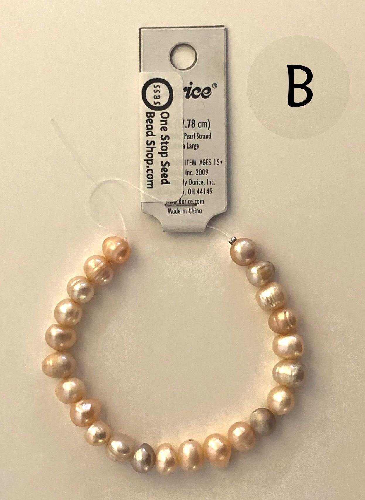 Darice Freshwater Cultura světle růžový velký perlový pramen, přibližně 8 mm - 23 perel