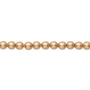 Vintage zlaté 4 mm kulaté křišťálové perly - 49 nebo 50 korálků