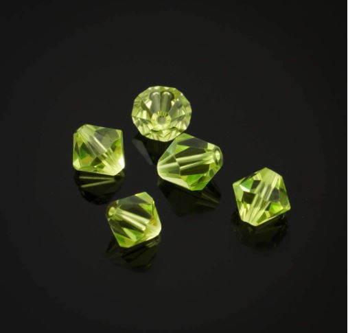 Perles toupies en cristal à facettes olivine claire de 4 mm, 25 perles