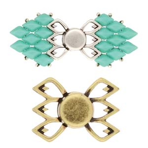 Cymbal™ Fylakopi III GemDuo Magnetic Clasp, 23.6 x 16.8 mm, Antique Brass Plated - 1 Clasp