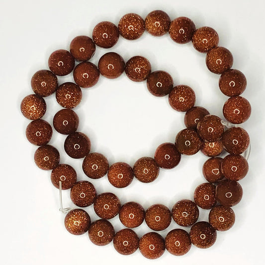 Goldstone Semi-Precious Round Beads, 8 mm - 48 Beads