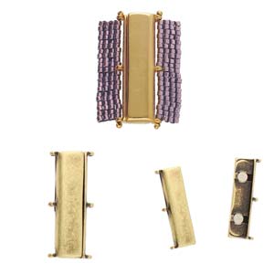 Cymbal™ Axos III 11/0 Delica Magnetic Clasp, 30.6 x 10.6 mm, Antique Brass Plate - 1 Clasp