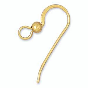 22-Gauge 18 mm Gold Filled Flat French Fish Hook Ear Wires, 3 mm ball, –