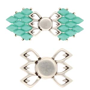 Cymbal™ Fylakopi III GemDuo Magnetic Clasp, 23.6 x 16.8 mm, Antique Silver Plated - 1 Clasp