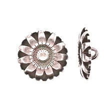Bouton à Queue Fleur en Métal Argenté Vieilli, 17 mm - 1 Bouton