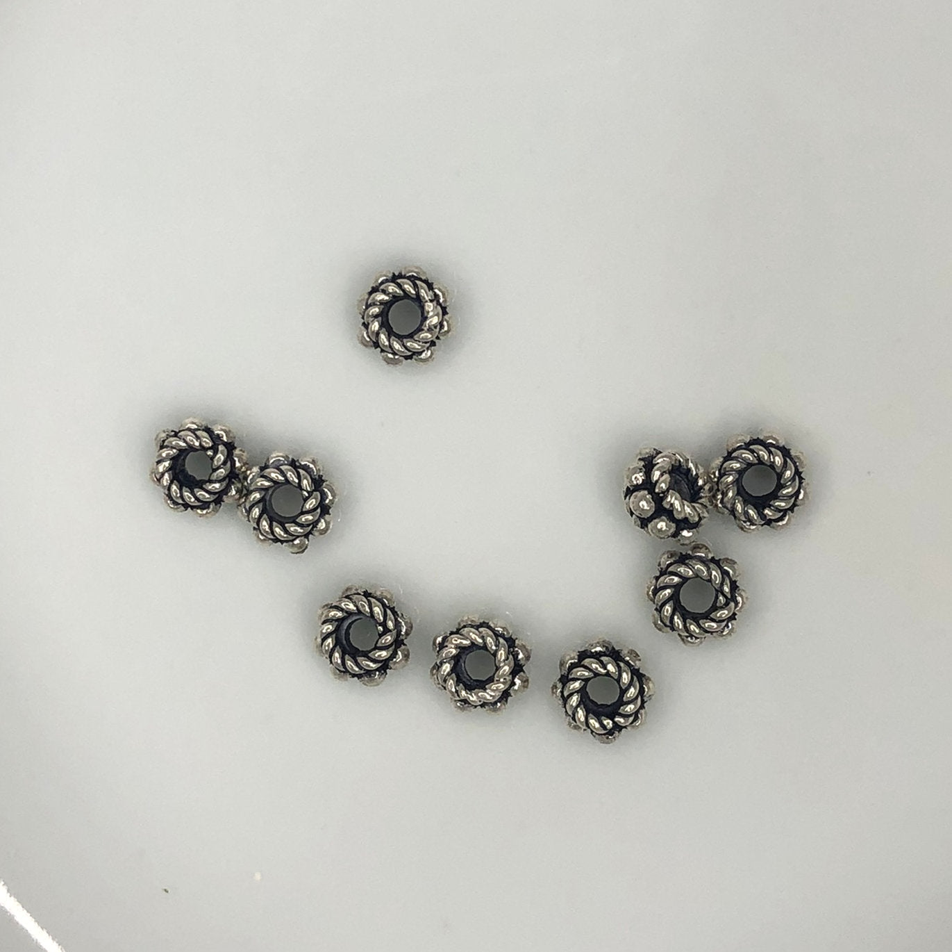 Entretoise Bali Plaquée Argent Antique, 5,5 x 3,5 mm - 9 Entretoises