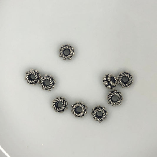 Entretoise Bali Plaquée Argent Antique, 5,5 x 3,5 mm - 9 Entretoises