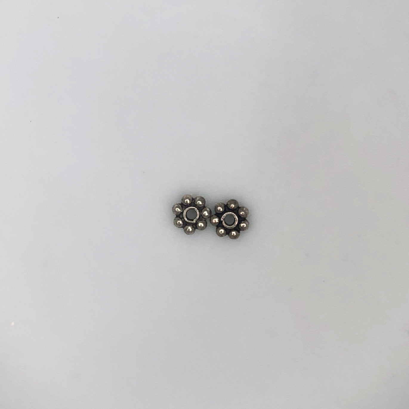 Antique Silver Plated Daisy Spacer Metal Beads, 5 mm - 2 Beads