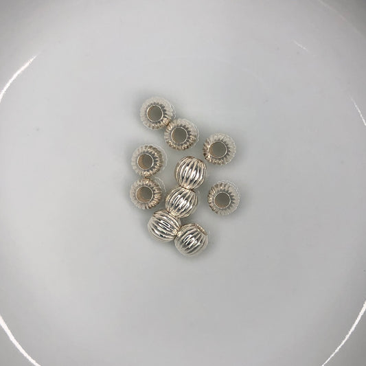 Perles rondes en métal ondulé en argent sterling, 6 mm - 10 perles