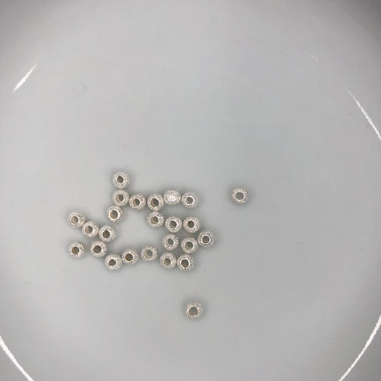 Perles rondes en métal Stardust plaqué argent, 3 mm - 25 perles