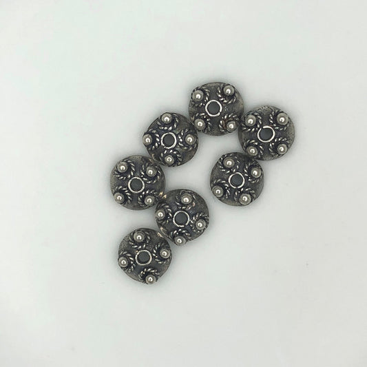 Antique Sterling Silver Bead Caps, 8 x 3 mm - 7 Caps