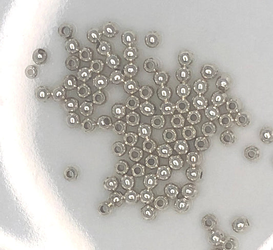 Perles rondes en métal plaqué argent, 2,5 mm - 100 perles