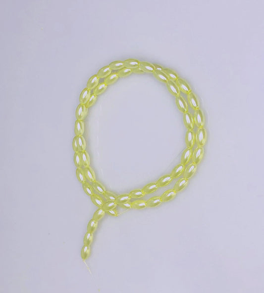 Light Yellow Oval Glass Pearl Beads, 8 x 6 mm - 15-Inch Strand