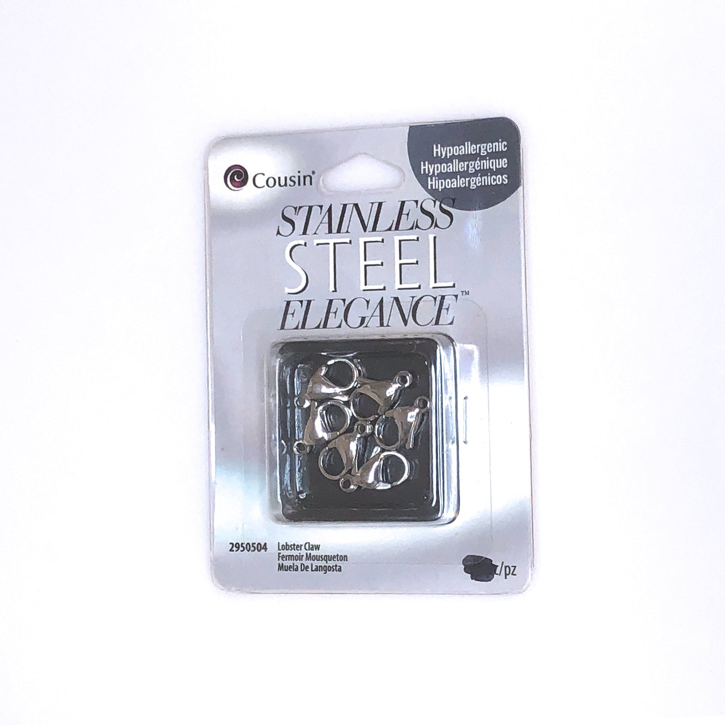 Spony Cousin z nerezové oceli Elegance humrové drápy (bez kroužků), 15 x 8 mm - šest (6)