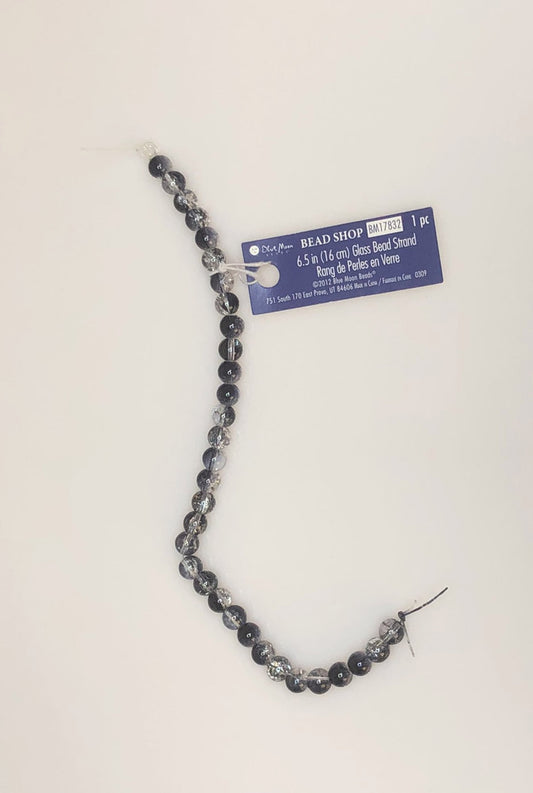 Perles rondes en verre craquelé gris transparent Blue Moon, 6 mm - 32 perles