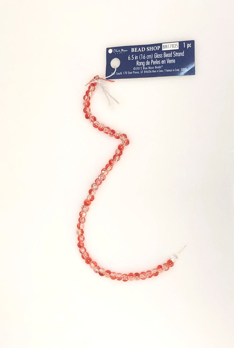 Perles rondes en verre craquelé rouge transparent Blue Moon, 3 mm - 50 perles