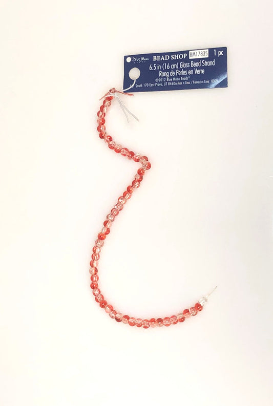 Perles rondes en verre craquelé rouge transparent Blue Moon, 3 mm - 50 perles