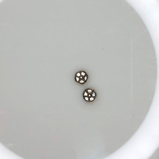 Perles en métal fleur argent antique, 6 x 3,5 mm - 2 perles