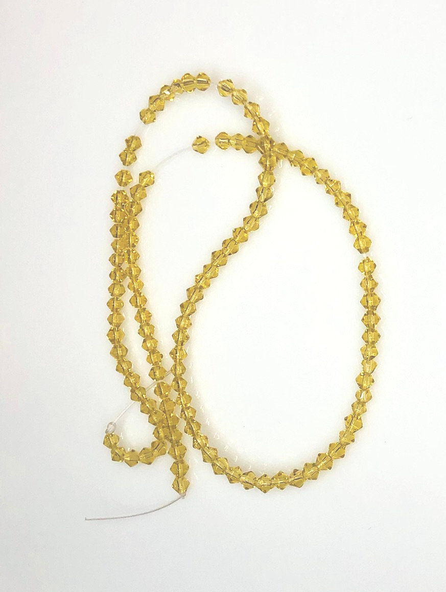 Topaze transparente très légère/perles de verre toupie à facettes marron, brin de 3 mm - 14 pouces