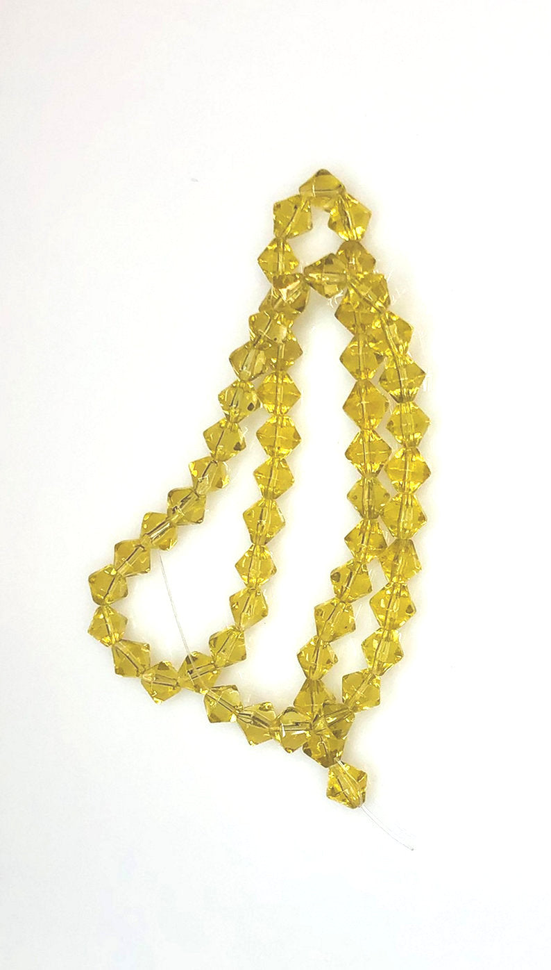 Topaze claire transparente / Perles de verre toupie à facettes marron / jaune, brin de 6 mm - 14 pouces
