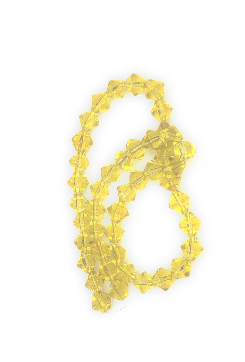 Transparentní velmi světlý topaz / hnědé fazetové bikonové skleněné korálky, 8–9 mm – 14palcový pramen