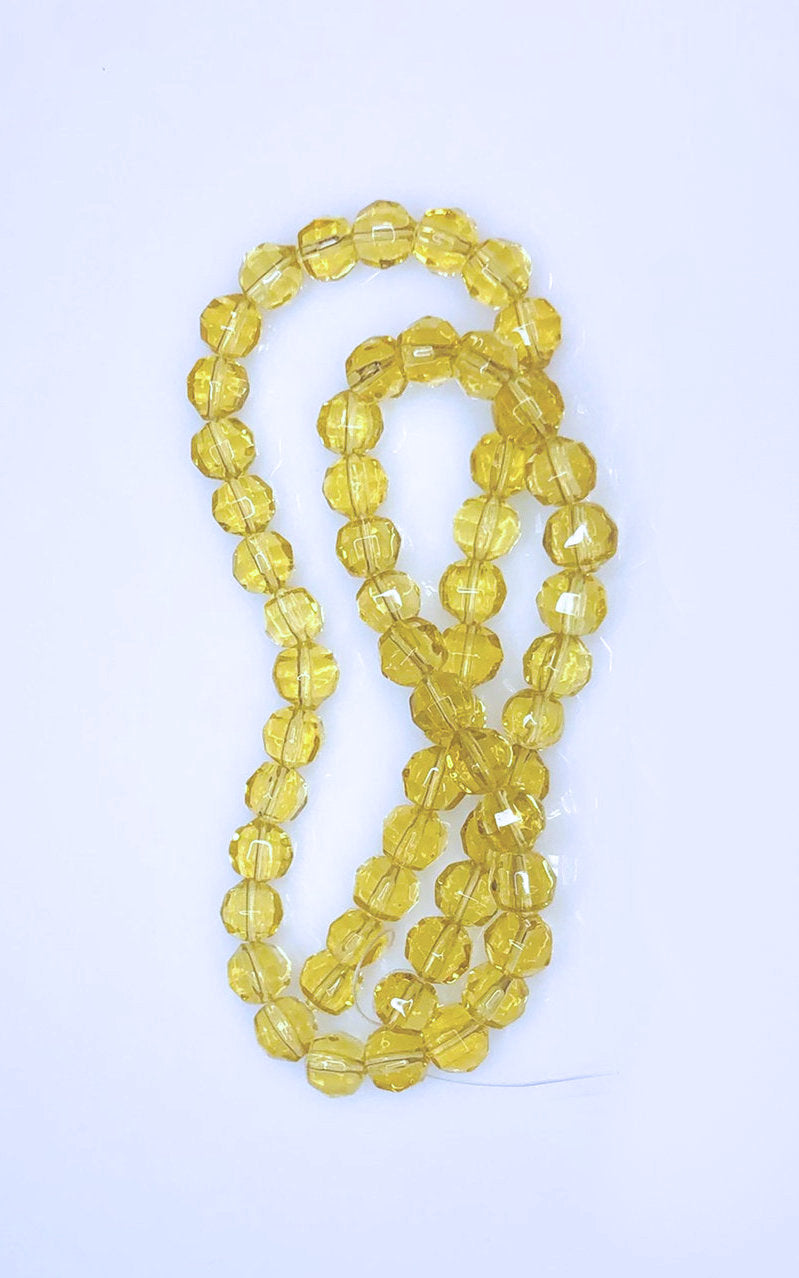 Transparentní světlý topaz / hnědé jemně fazetované kulaté skleněné korálky, 6 mm - 14palcový Strand