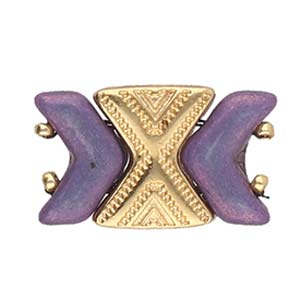 Perles de connecteur Cymbal Sostis Chevron, 9,5 x 11,2 mm - Laiton fourmi, plaque or 24 carats, plaque or rose ou plaque argent fourmi - 2